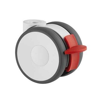 Designové dvojkolečko plastové s brzdou - průměr 75mm - uchycení plotnička 42x42mm
